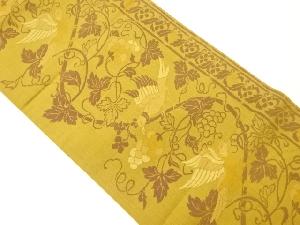 鳥に葡萄蔓草模様織出し全通洒落袋帯